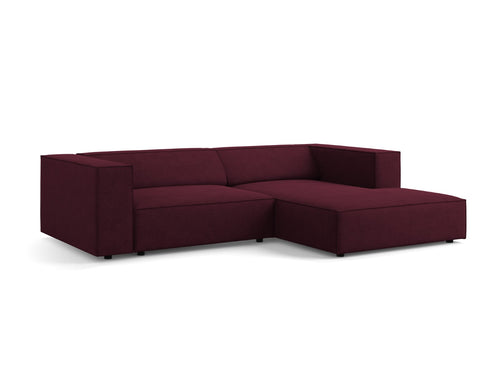 Cosmopolitan Design rechter hoekbank Arendal 3-zits, chenille met ribbeleffect, robijn - 166x224x70cm