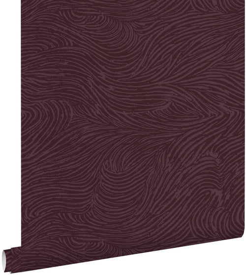 ESTAhome behang 3d golvende lijnen aubergine paars - 53 cm x 10.05 m - 131367