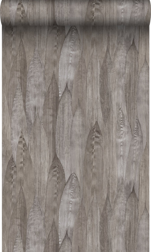 Origin Wallcoverings eco-texture vliesbehang bladeren donker taupe - 53 cm x 10,05 m - 347367 - vtwonen shop