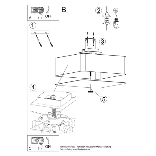 Sollux Lighting Plafondlamp LOKKO 45 wit - 45x45x25cm