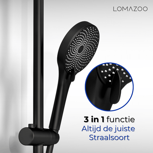 LOMAZOO regendouche Lando Premium - met thermostaatkraan - mat zwart
