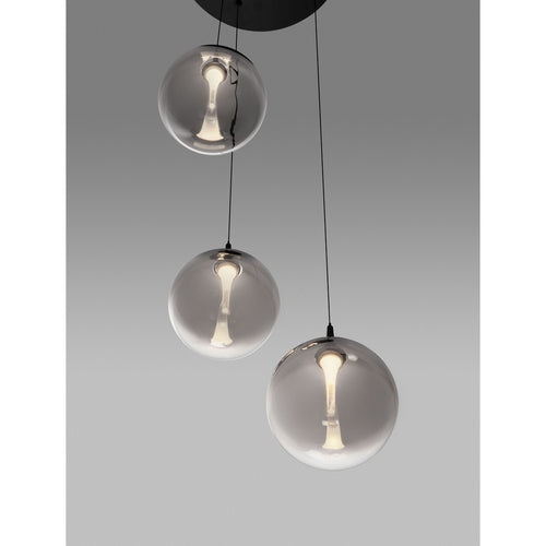 Nova Luce ORENDA Hanglamp met clusterdesign, rookkleurig, matzwart, Triac dimbare LED 15W 675lm 3000K