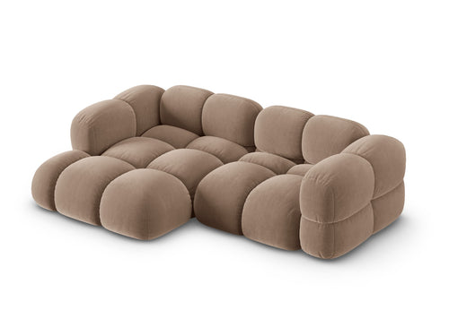 Cosmopolitan Design linker hoekbank Loretto 3-zits, flueel donkerbeige - 147x250x68cm