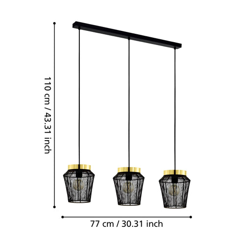 EGLO hanglamp Escandidos - e27 - 92 cm - zwart/geelkoper/goud - vtwonen shop