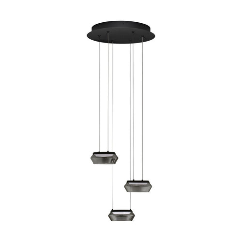 Nova Luce JAILYN Hanglamp met clusterdesign, zandkleurig zwart, rookkleurig, Triac dimbare LED 24W 960lm 3000K