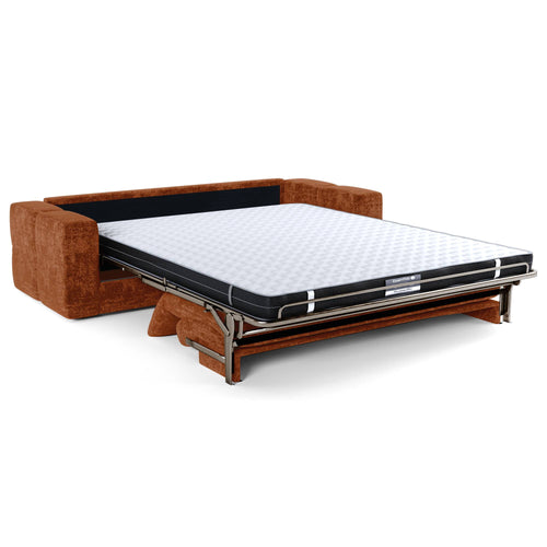 Premium Interiors - Snel uitklapbare slaapbank VIBE - gewaafd fluweel terracotta 226cm