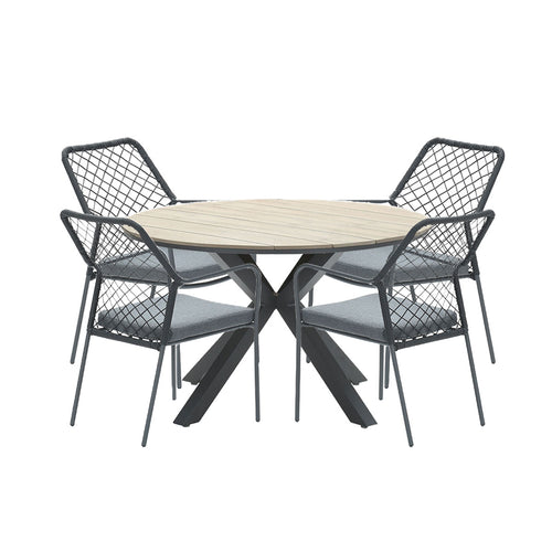 Garden Impressions tuinset Ross - Tulli zwart - light teak look - Ø122 cm - vtwonen shop