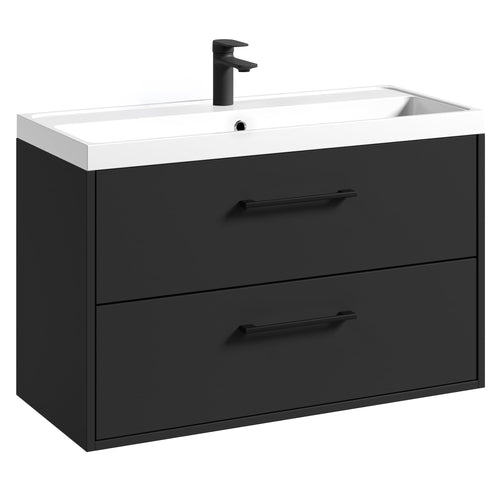 Badplaats Badkamermeubel Florence 01 80 x 40 cm – Mat Zwart – Hangend Badmeubel met Soft-Close