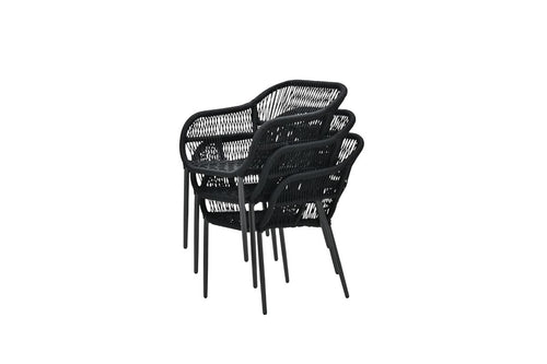 Pescara dining fauteuil - carbon black -rope black - mystic grey - vtwonen shop