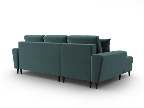 Cosmopolitan Design Uitklapbare hoekbank links met opbergdoos Kyoto 4-zits, flueel olie - 145x241x88cm