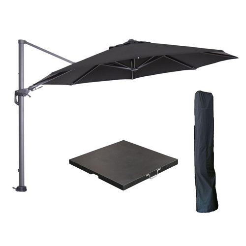 Garden Impressions zweefparasol Hawaii zwart 350x350 cm + 90 kg voet en hoes - vtwonen shop