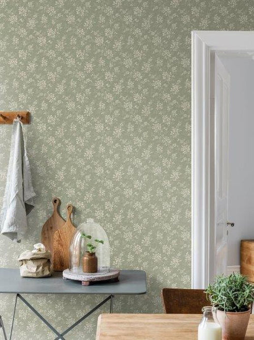 borastapeter behang vintage bloemetjes groen - 53 cm x 10.05 m - 661035 - vtwonen shop