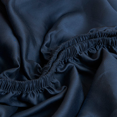 Coco & Cici - TENCEL - Sateen Hoeslaken Donker  Blauw - 180x210x30