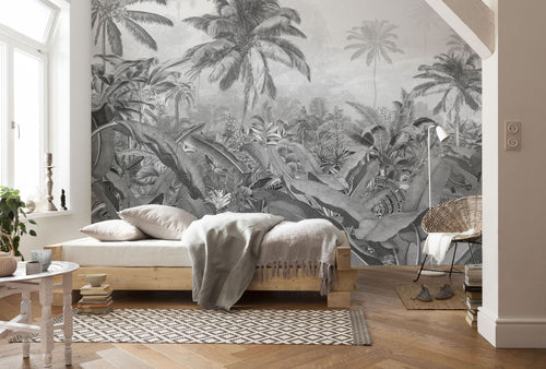 Sanders & Sanders fotobehang tropisch jungle zwart wit - 400 x 250 cm - 612335 - vtwonen shop