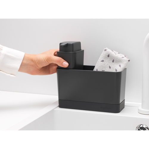 Brabantia SinkSide Aanrecht Organiser Set, Aanrechtbakje en Zeepdispenser - Dark Grey