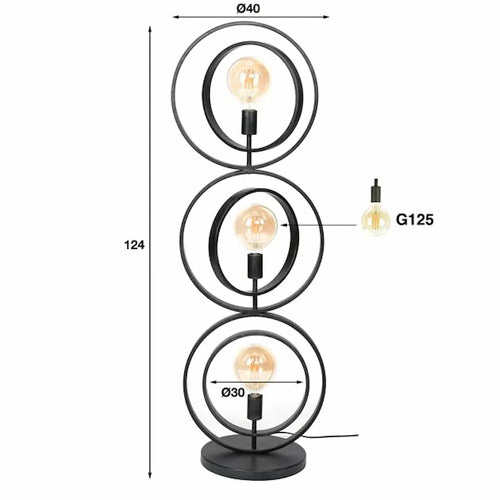 Ylumen vloerlamp Turn - 3 lichts - 40  x 124   cm - zwart - vtwonen shop