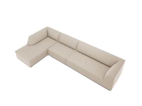 Micadoni linker hoekbank Ruby 5-zits, flueel, beige - 180x366x69cm