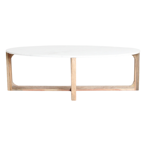 Ovale marmeren salontafel - Wit - 120x60x38 cm