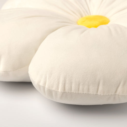 LEANDER - sierkussen Ø40 cm - bloem - Snow White - wit