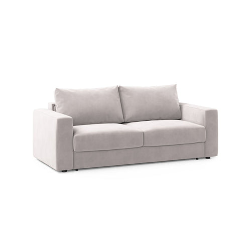 Cosmopolitan Design - Converteerbare bank Grena 3-zits, flueel lichtgrijs - 100x205x90cm