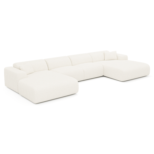 Sia Home - Symmetrische bank MYRA - Bouclette stof - Crème - 366cm - vtwonen shop