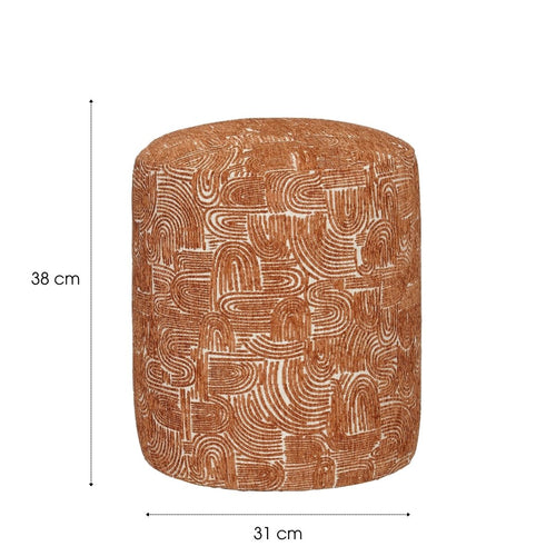 Mica Decorations Groove Kruk Terra FSC 100% - Decoratieve Kruk met Grafisch Patroon - Krukje als Voetenbankje of Bijzettafel - Stevige Houten Pootjes