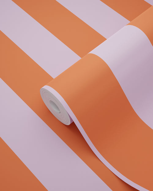 ESTAhome behang strepen oranje en lila paars - 53 cm x 10.05 m - 139904 - vtwonen shop