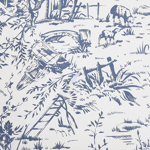 Laura Ashley vliesbehang Toile de Jouy Dark Seaspray - blauw - vtwonen shop