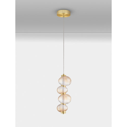 Nova Luce LEDA Geïntegreerde LED-hanglamp voor plafond, amberkleurig, glanzend goudkleurig, Triac dimbare LED, 15W, 900lm, 3000K