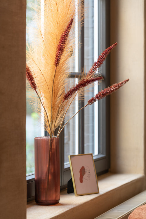 J-Line vaas Joseph - glas - bordeaux - 28 cm hoog