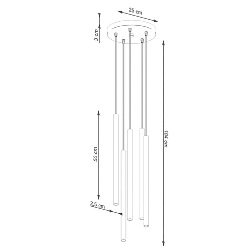 Sollux Lighting Hanglamp PASTELO 5P beige - 25x25x104cm