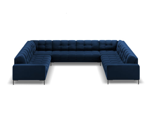 Cosmopolitan Design Panoramische bank Bali 9-zits, flueel, koningsblauw - 256x327x75cm