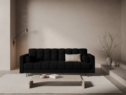 Cosmopolitan Design Slaapbank met opbergdoos Bali 3-zits, structurele stof zwart - 84x222x105cm