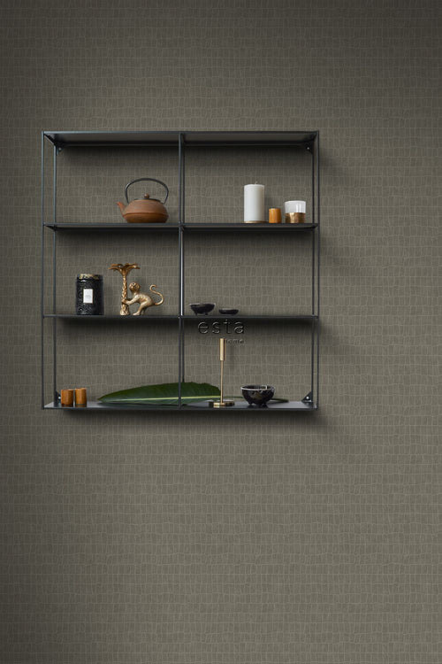 ESTAhome behang krokodillenhuid vergrijsd bruin - 53 cm x 10.05 m - 139186