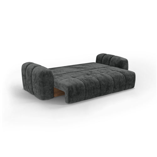 Premium Interiors - Slaapbank met opbergruimte SKY - gewaafd fluweel leisteengrijs 260cm