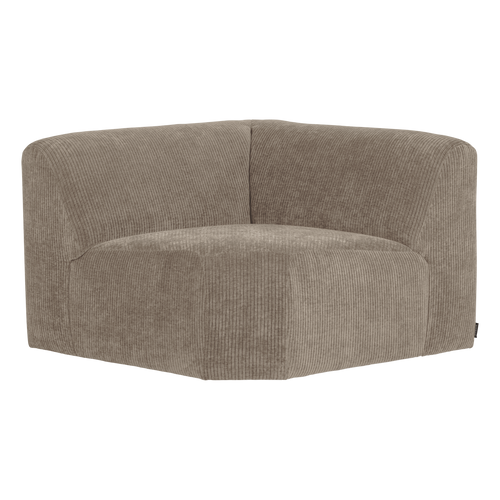 WOOOD hoekelement recht Mojo Base - Ribstof - Donkerzand - 74x105x105