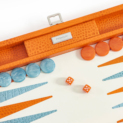 Premium Interiors - Backgammon - Groot BACKGAMMON - leer zonnekleur 46cm