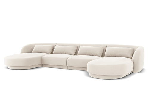 Cosmopolitan Design Panoramische bank Tulum 5-zits, flueel, lichtbeige - 156x330x70cm