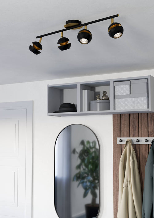 EGLO spot Nocito - 4 lichts - zwart, goud - vtwonen shop