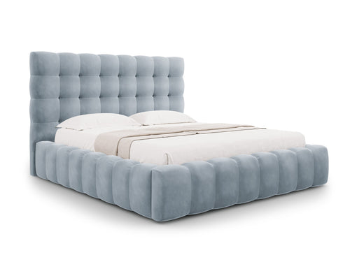 Cosmopolitan Design Opbergbed met hoofdeinde Bali 180x200cm, flueel, lichtblauw - 230x205x125cm