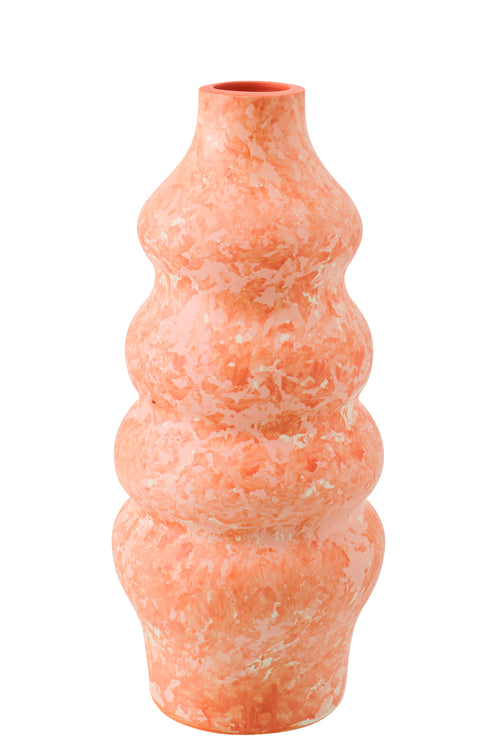 J-Line vaas - keramiek - oranje/wit - large