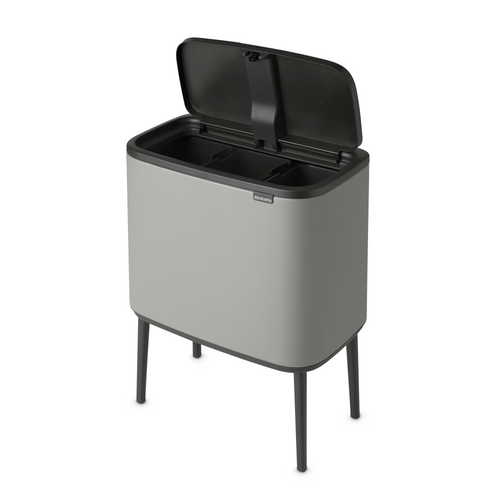 Brabantia Bo Touch Bin, met 3 binnenemmers, 3 x 11 liter - Mineral Concrete Grey