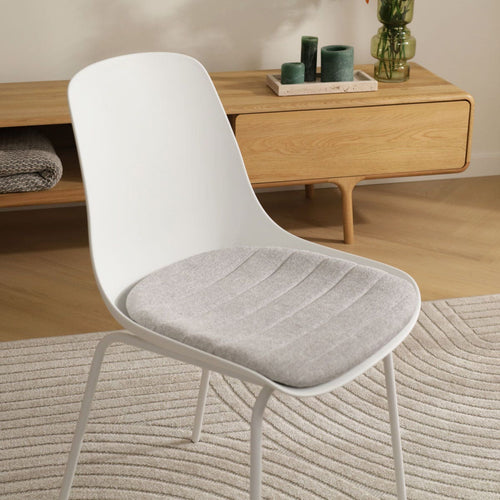 Nolon Nora-Liv Eetkamerstoel Wit - Lichtgrijs Kussen - Witte Poten - vtwonen shop