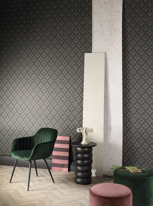 Masureel behang art deco motief zwart - 53 cm x 10.05 m - 632120 - vtwonen shop