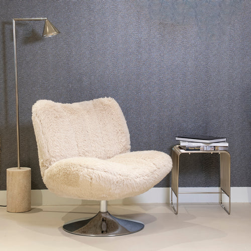 DÉJA Living Draaifauteuil Morten - Taupe Fluffy/Chrome - 70x78x82cm