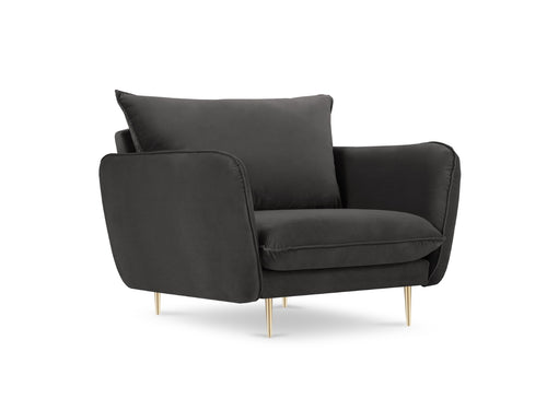 Cosmopolitan Design Fauteuil Vienna flueel, donkergrijs - 94x97x95cm