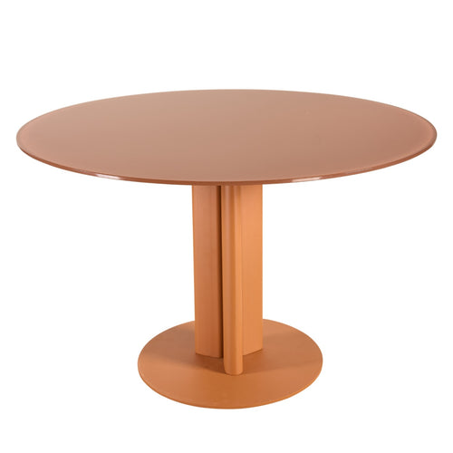Giga Meubel Eettafel Mino Terra – Rond – Glas en Metaal – Ø120 cm