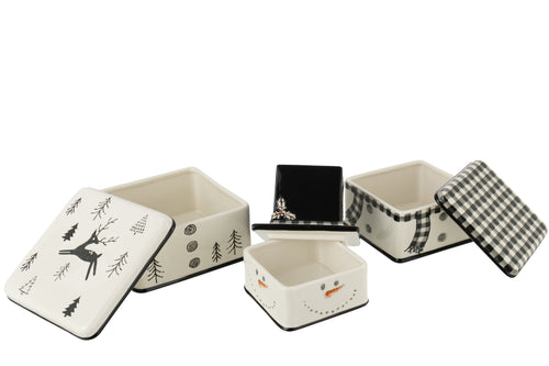 J-Line mok Sneeuwman Dolomiet - keramiek - zwart/wit - doos van 3 - vtwonen shop