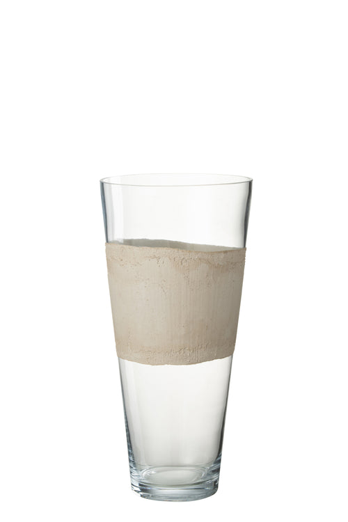 J-Line vaas Delph - glas - transparant/beige - medium - 45 cm hoog - vtwonen shop