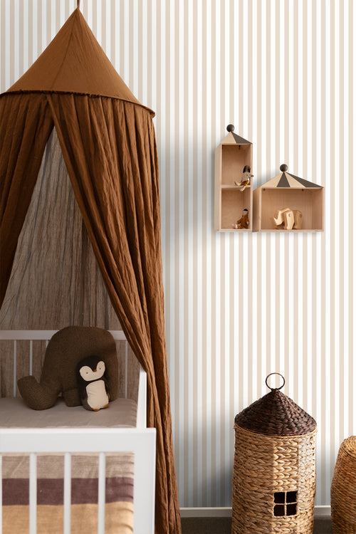 ESTAhome behang strepen beige en wit - 53 cm x 10.05 m - 130949